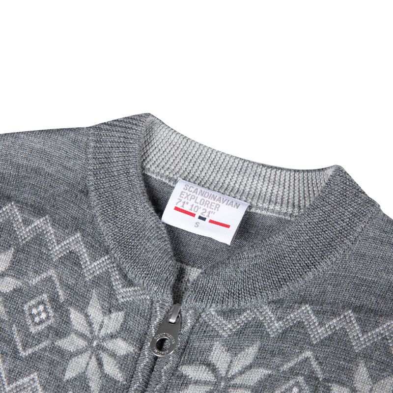 Scand. Ex. - Strikket jakke zip dame - Grå melert/mørk grå