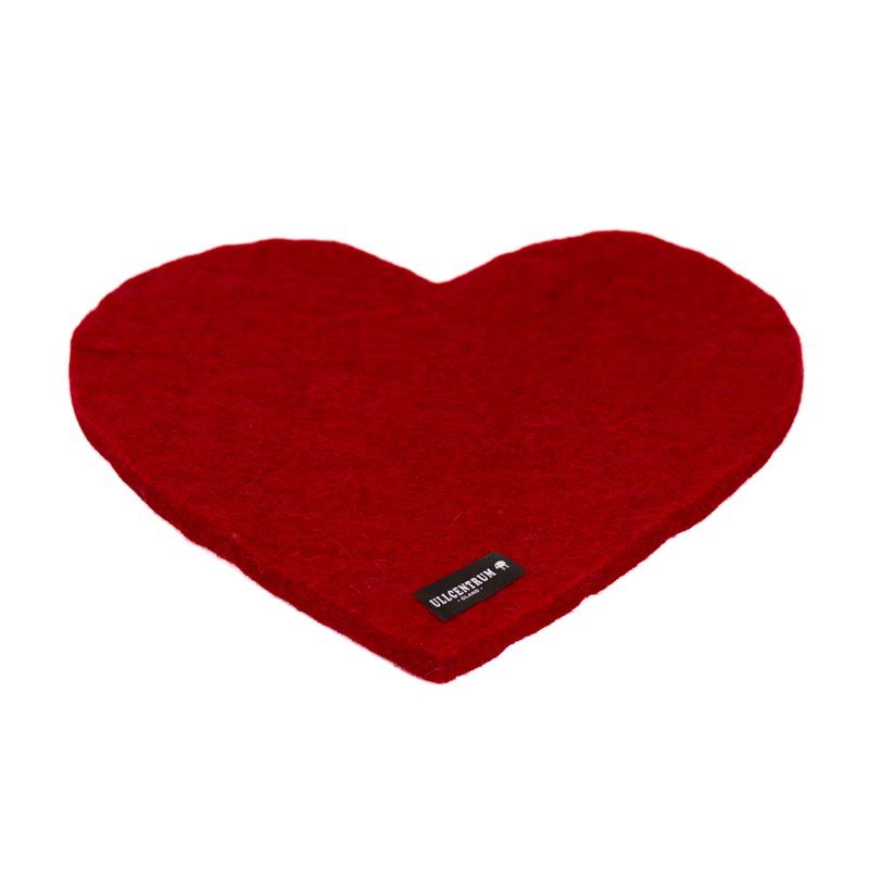 Ullcentrum - Gryteunderlag tovet - Hjerte rød