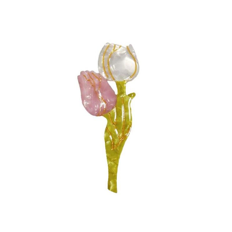 By Stær - Hårklype tulipan rosa/naturhvit