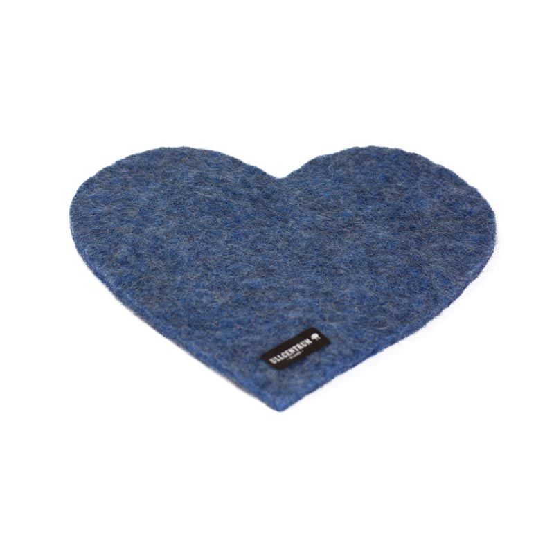 Ullcentrum - Gryteunderlag tovet - Hjerte sommerblå