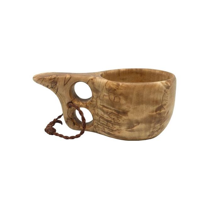 Hovedbilde Trekopp i masurbjørk med lærbånd og 2 hull