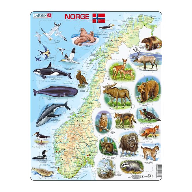 Hovedbilde Puslespill - Norgeskart med dyr