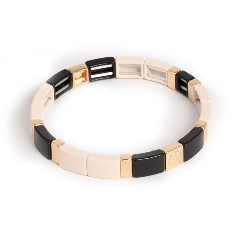 A&C - Emaljert armbånd 19 cm - White/Black