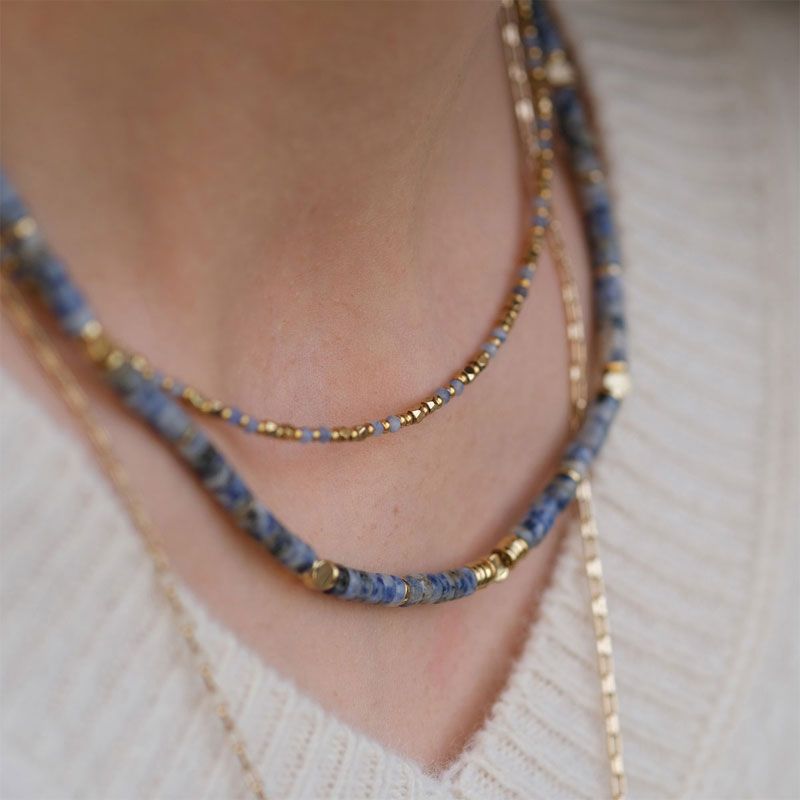 A&C - Wild Nature kort kjede med stener - Blå