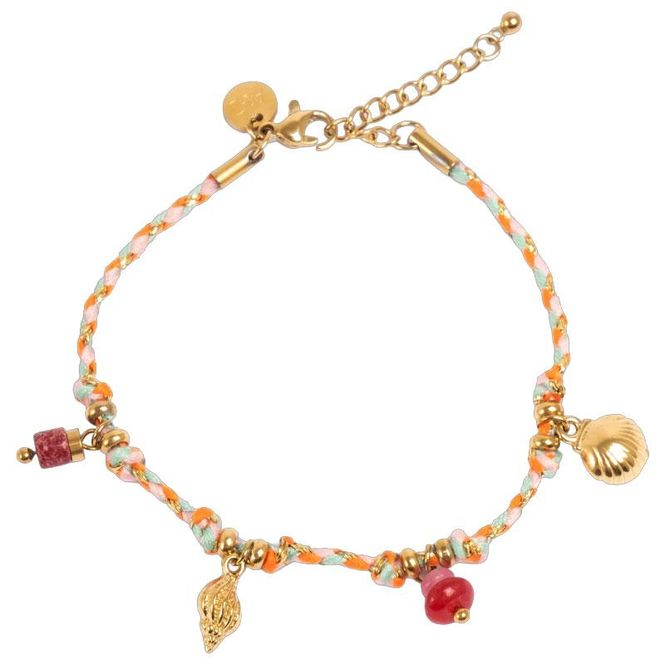 Hovedbilde A&C - Happy Life armbånd med charms pink