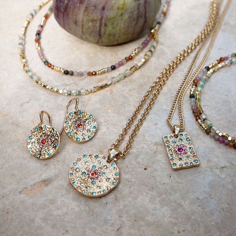 A&C - Vibrance G kort kjede med rundt anheng