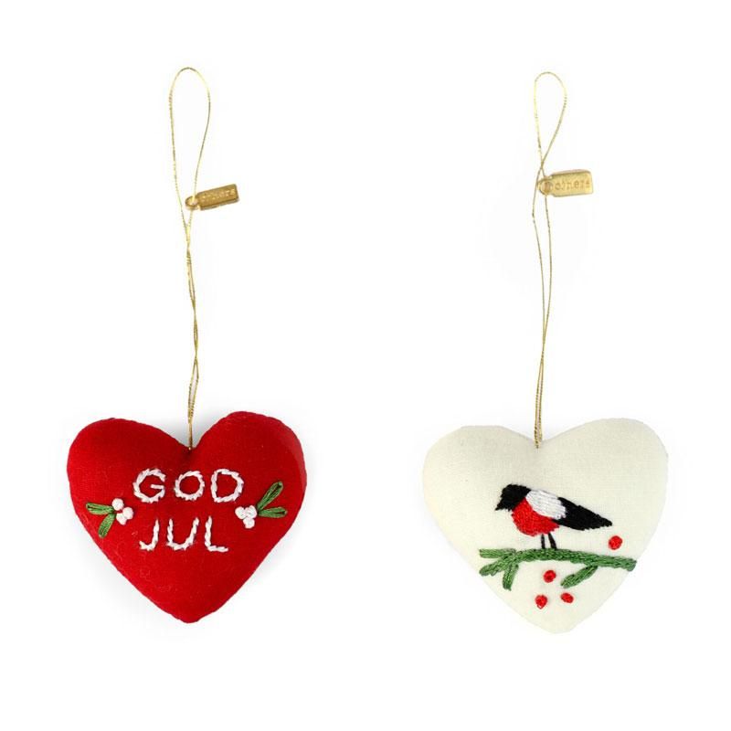 Others - Julehjerter 2-pk dompap/god jul