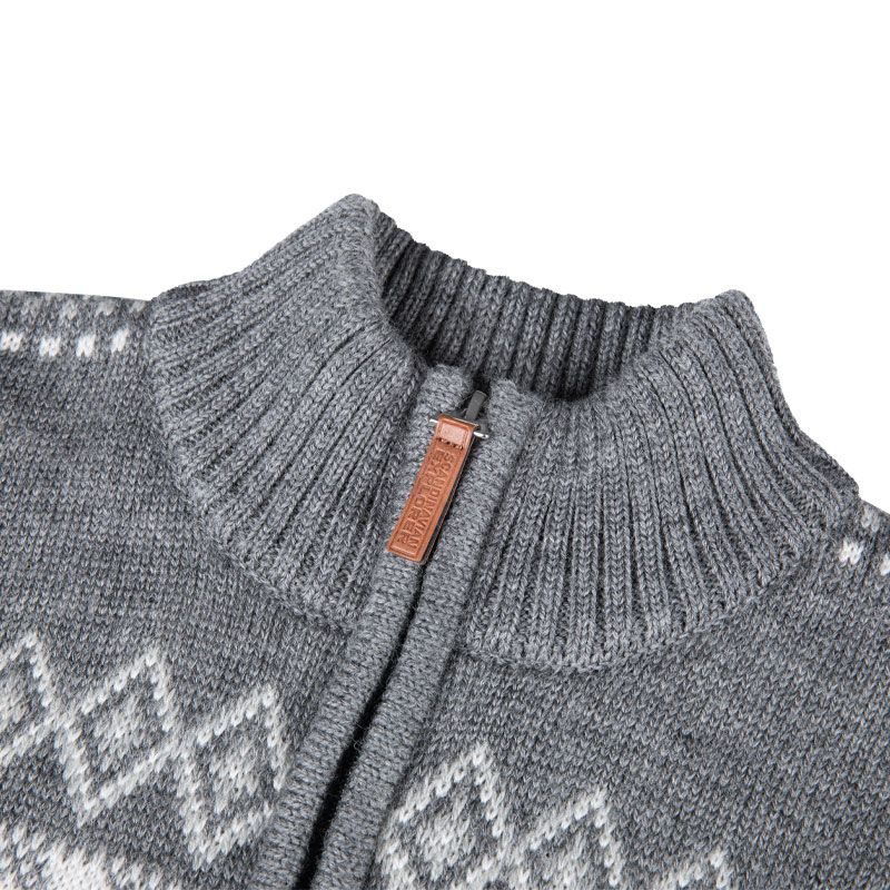 Scand. Ex. - Strikket genser half zip unisex - Grå melange/snøhvit