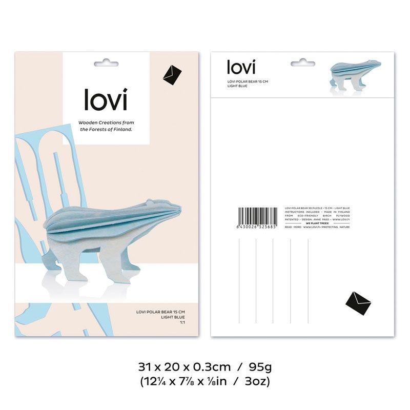 Lovi - Isbjørn 15 cm - Light Blue
