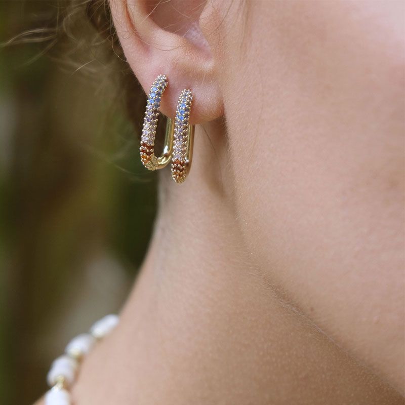 A&C - Basic ovale øreringer - Rainbow