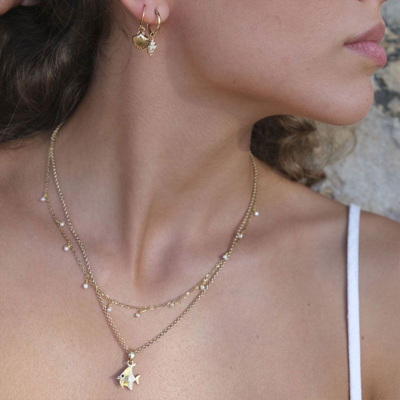 A&C - Aquatic hoops med charm - Konkylie