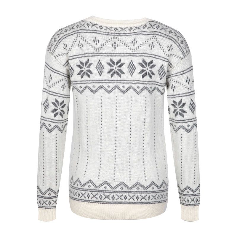 Scand. Ex. - Strikket genser med rund hals unisex - Snøhvit/grå melert