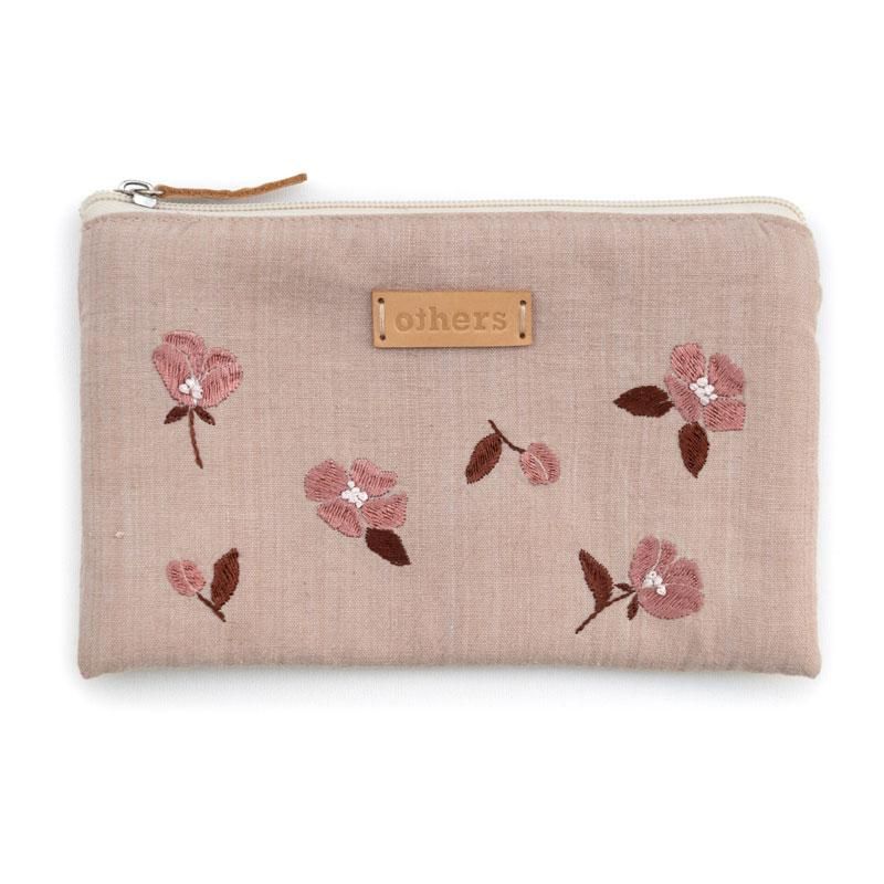 Others - Håndbrodert lommebok medium blomster rosa