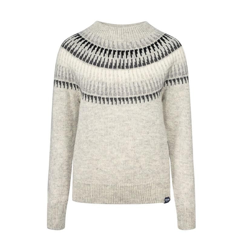 Rauma - Spiret dame rundfelt genser - Lys grå