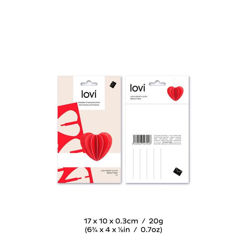 Lovi - Hjerte 4.5 cm - Bright Red